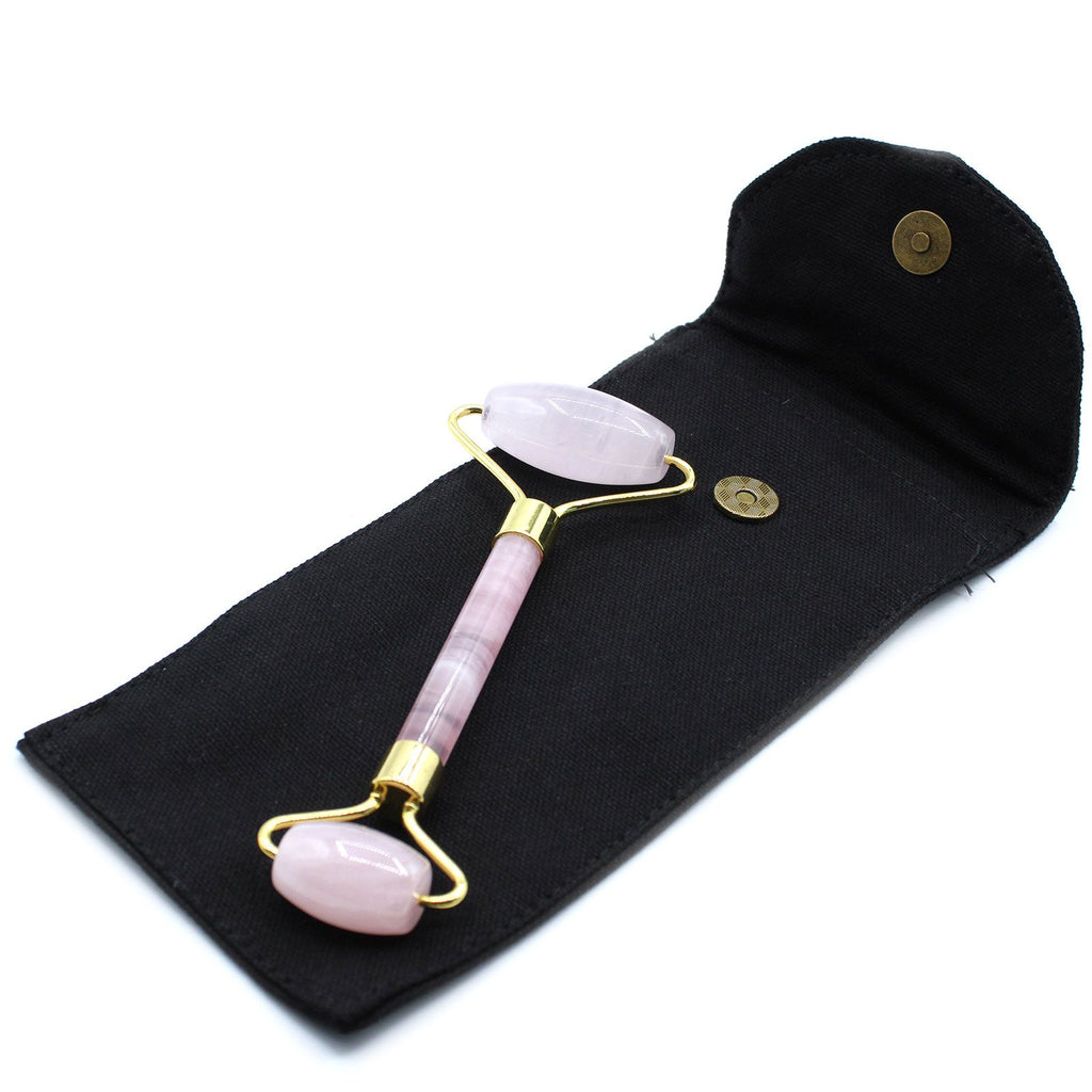 Rullo Massaggiatore Viso in Quarzo Rosa