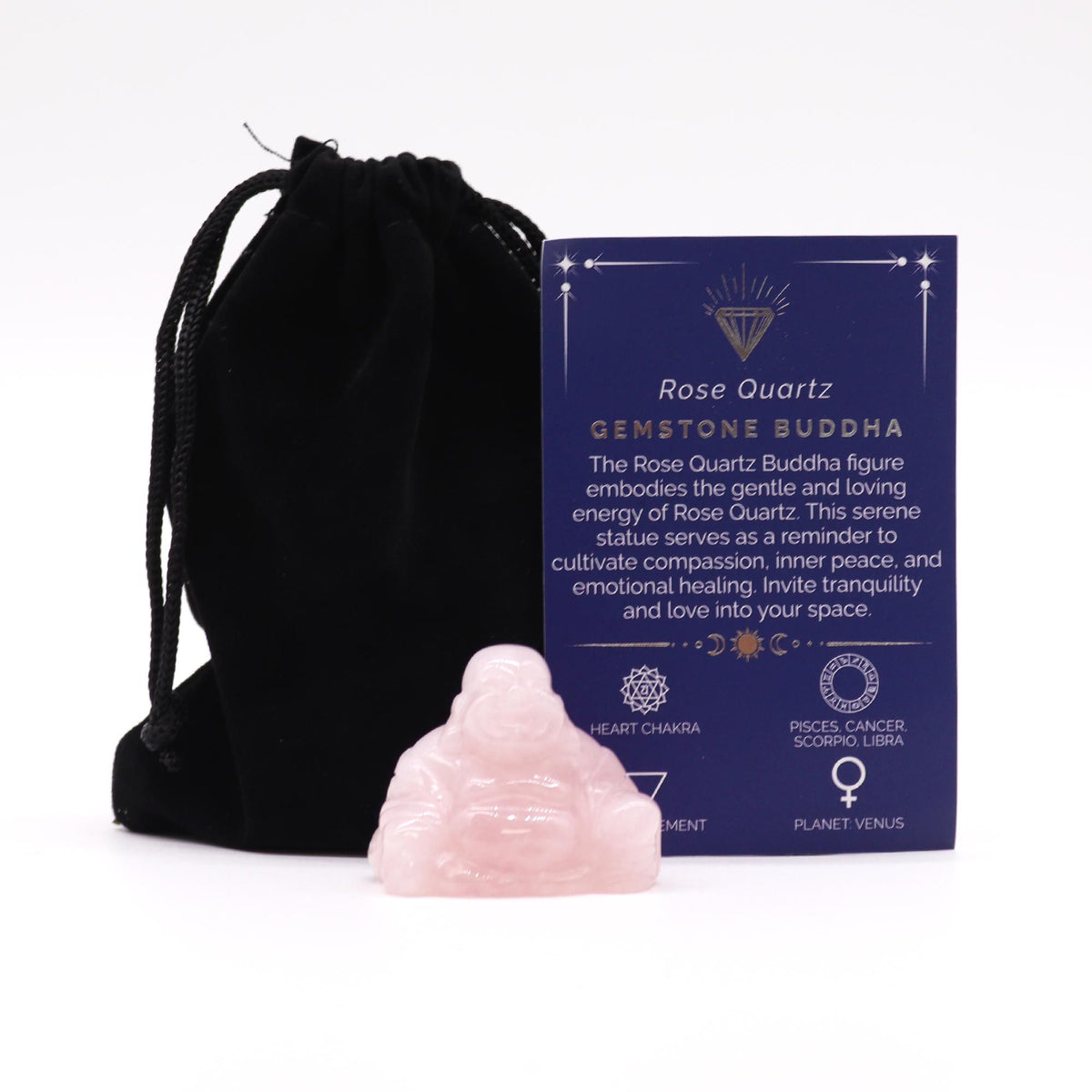 Piccolo Buddha in Quarzo Rosa - 35 × 40 × 23 mm