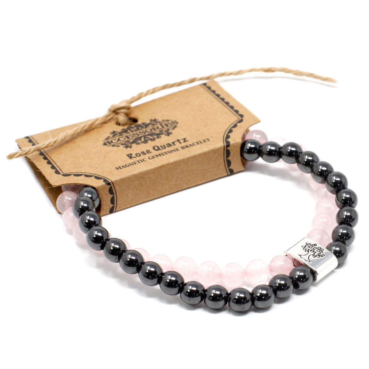 Bracciale Magnetico in Pietra Preziosa - Quarzo Rosa