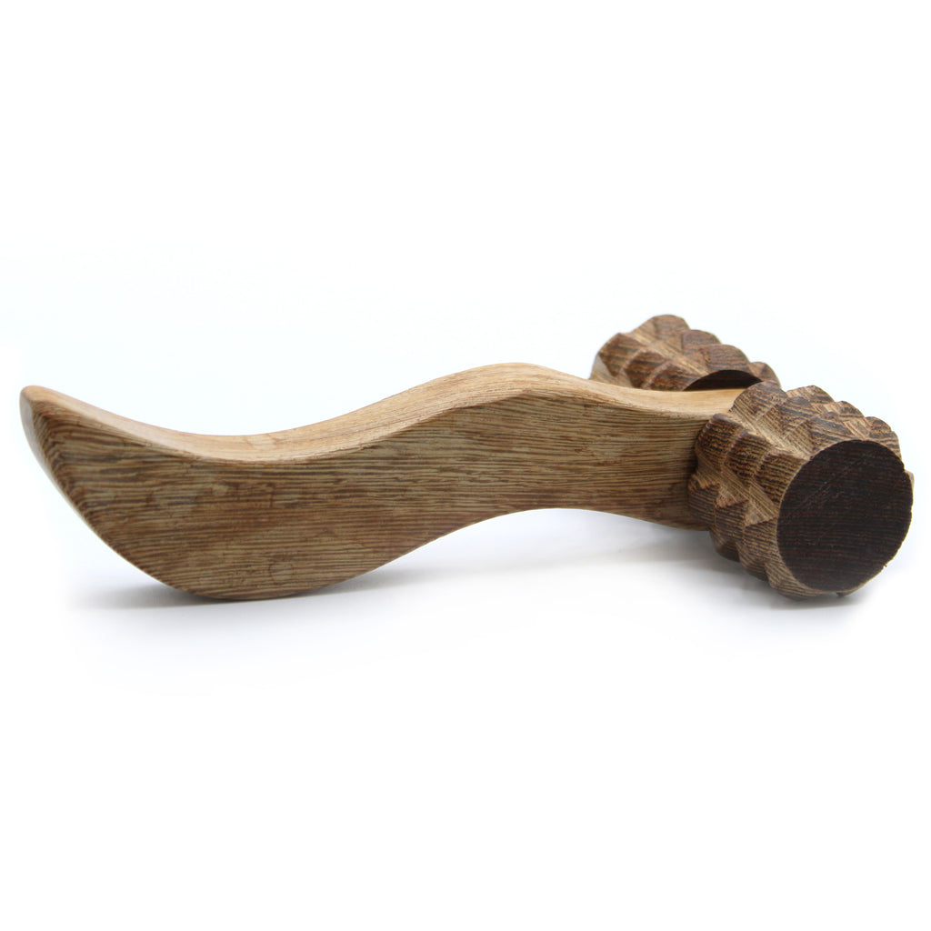 Massaggiatore manuale a rulli scanalati in legno