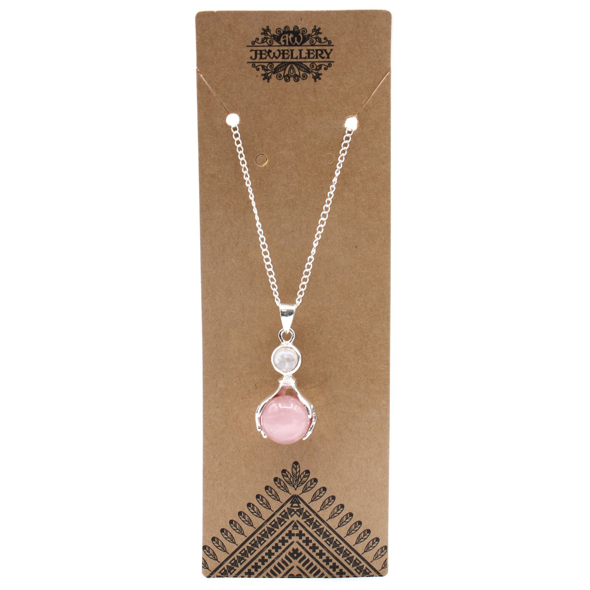Ciondolo Mani della Guarigione con Gemme - Quarzo Rosa