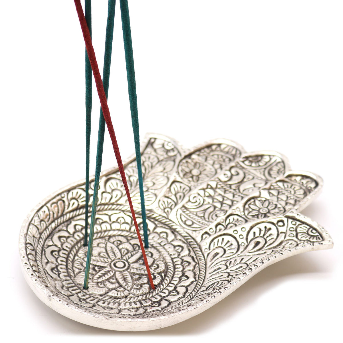 Portaincenso Hamsa Grande in Alluminio Lucidato - 18 x 13 cm