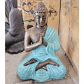 Statua Buddha in Preghiera Turchese e Oro Media-Grande - 1,2m