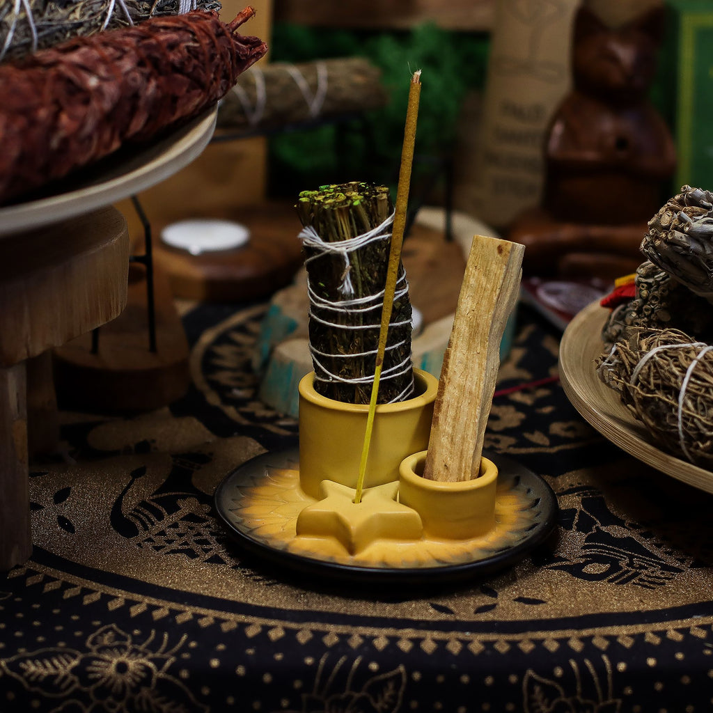 Porta Palo Santo smudge e stick- Mandala Sabbia e Grigio