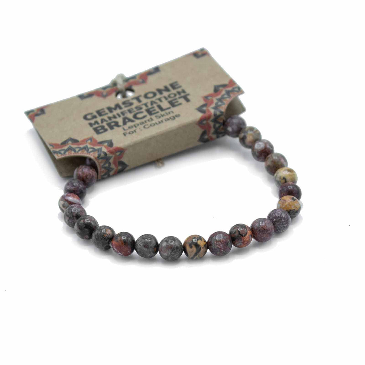 Bracciale di Manifestazione con Gemme - Pelle di Leopardo - Coraggio