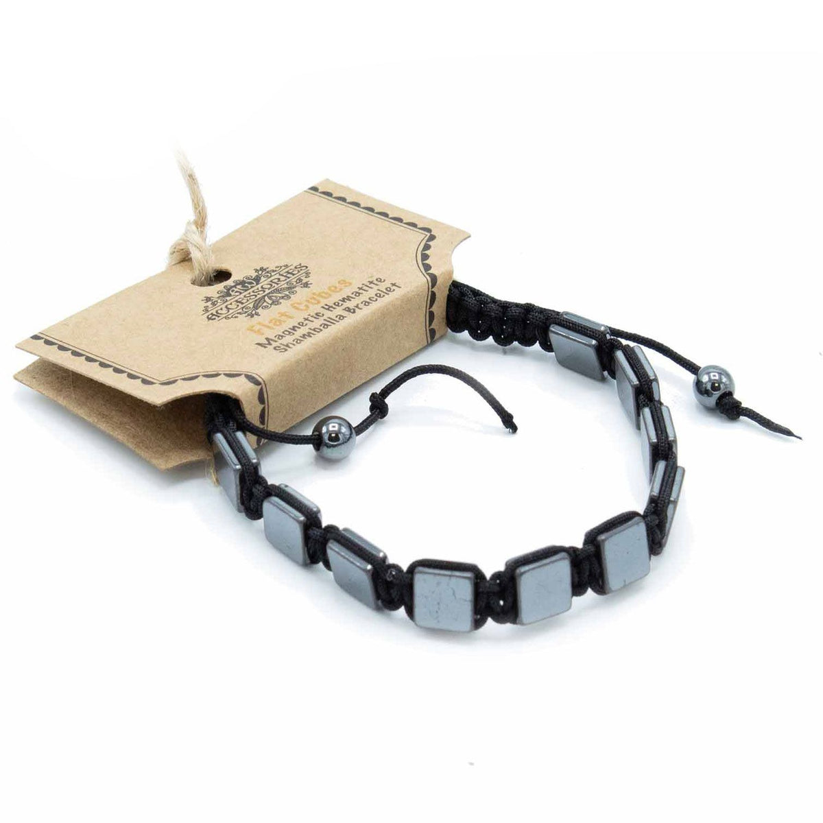 Bracciale Shamballa in Ematite Magnetica - Cubi Piatti