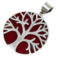 Ciondolo Argento Albero della Vita 30mm - Effetto Corallo