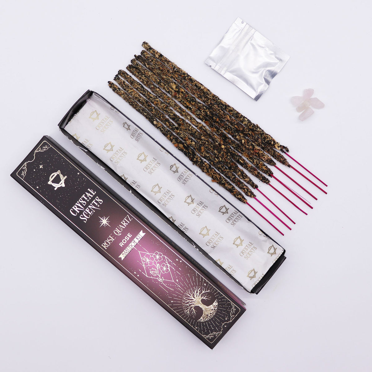 Incenso Smudge Crystal Scents con Quarzo Rosa - Rosa