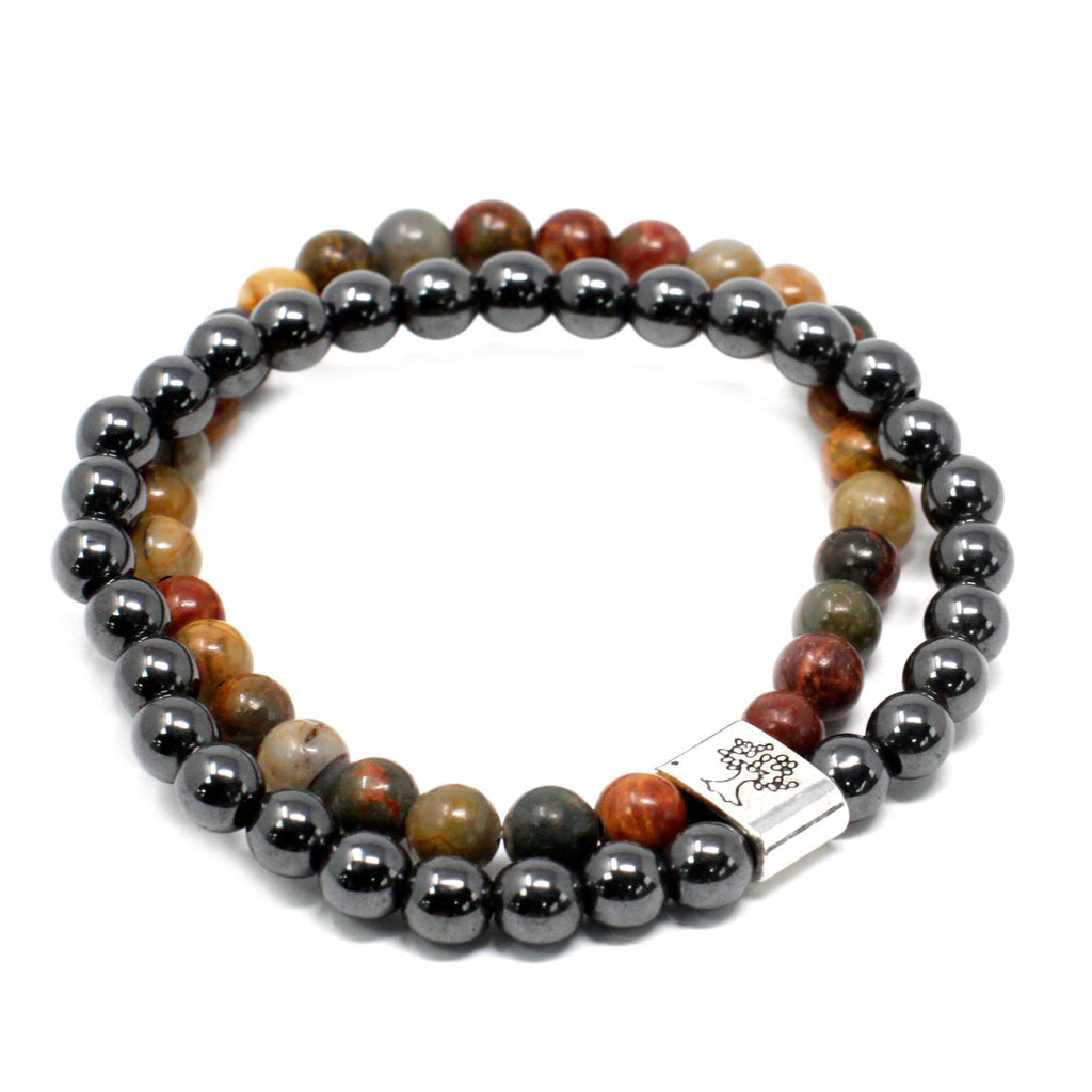Bracciale Magnetico in Pietra Preziosa - Diaspro Picasso