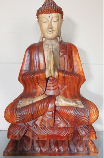 Statua Buddha Scolpita a Mano - 80cm Benvenuto