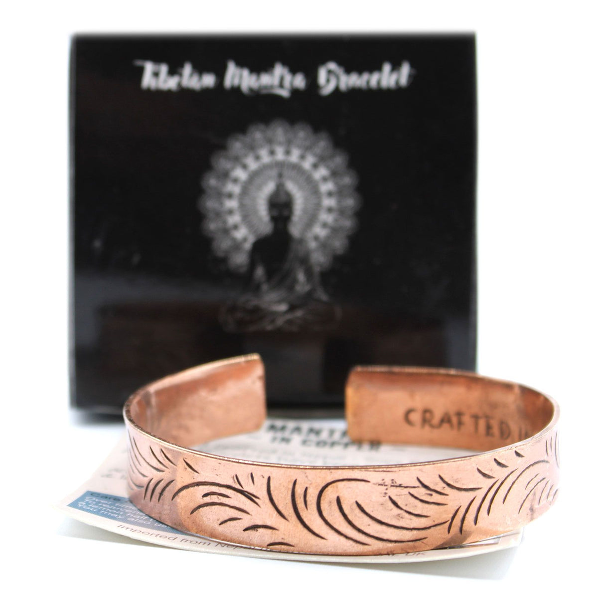 Bracciale tibetano in rame - Ampio motivo a spirali tribali