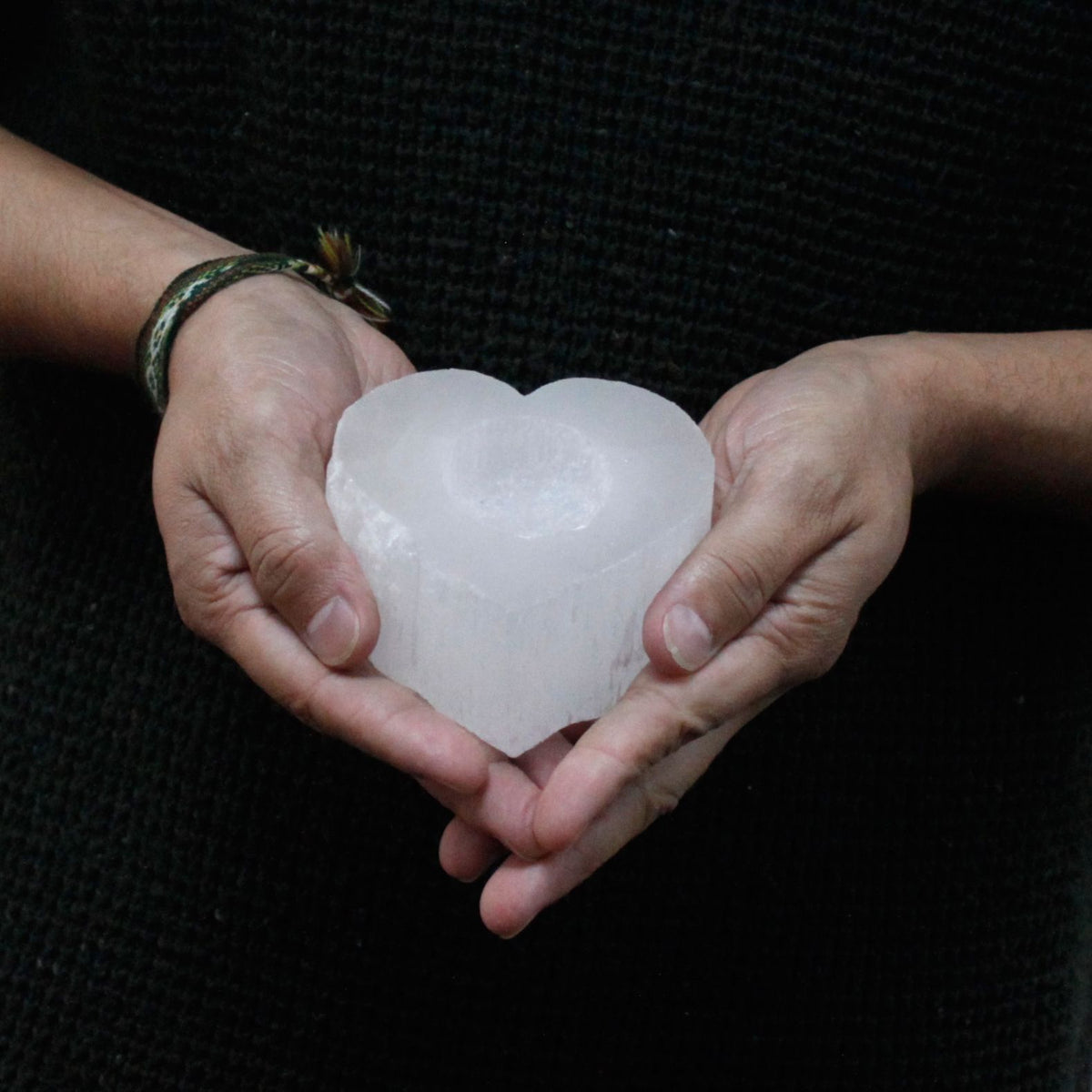 Portacandela a Cuore in Selenite