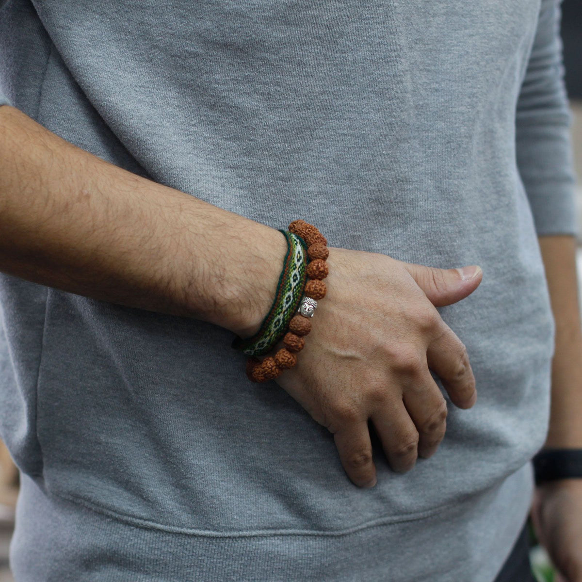 Mala Bracciale Buddha Rudraksha - Marrone