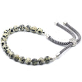 Bracciale con Cordino Antracite Placcato Argento 925 - Diaspro Dalmata