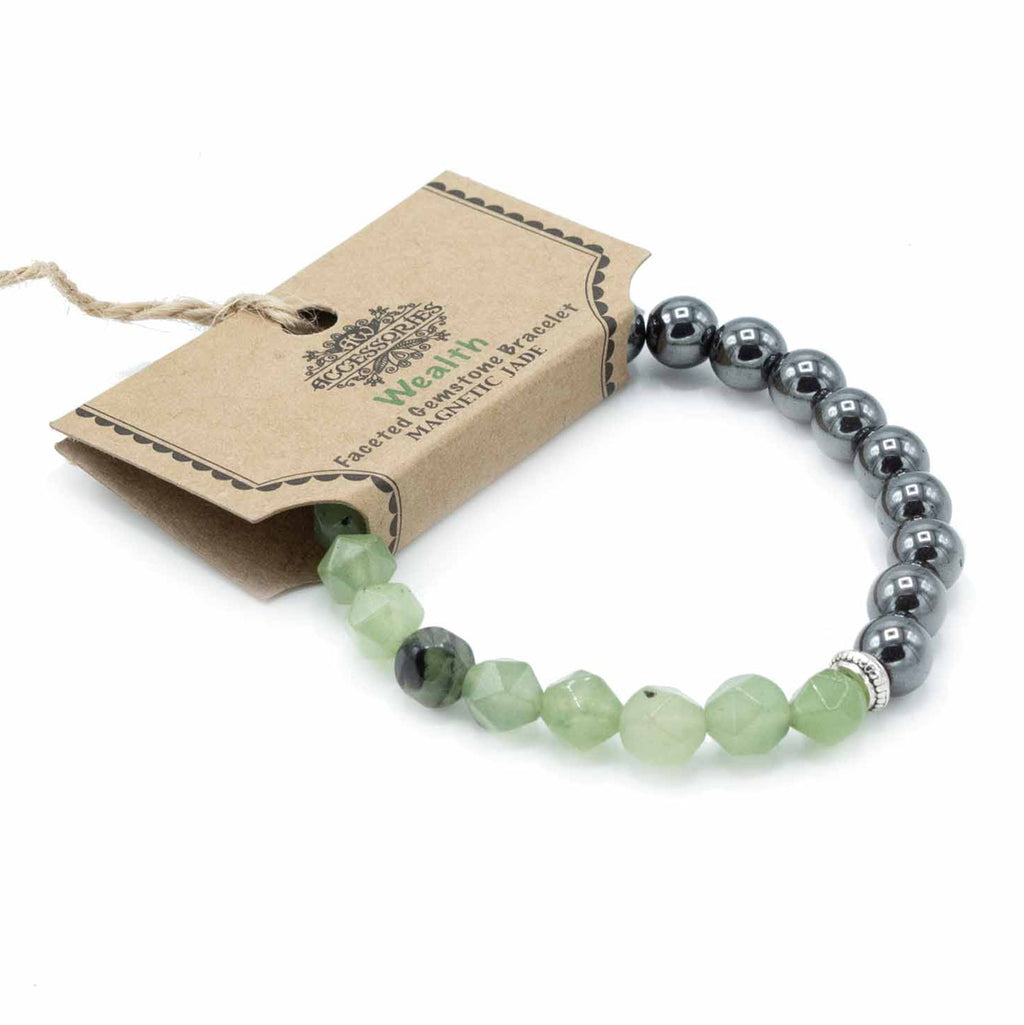 Bracciale con Gemme Sfaccettate - Giada Magnetica