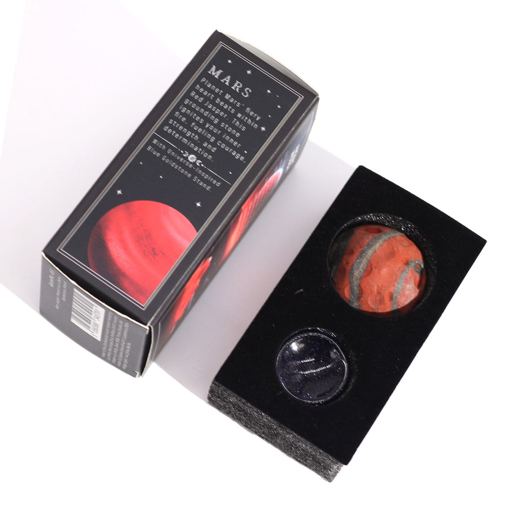 Pianeta in Diaspro Rosso su Base in Goldstone Solare - 40mm (base 30x15mm)