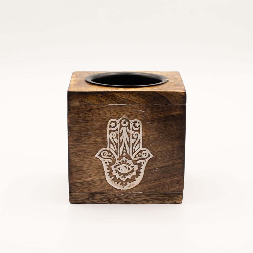 Bruciaessenze Quadrato in Legno di Mango - Hamsa