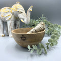 Ciotola in Legno per Smudge e Offerte Rituali - Quattro Elementi - 14x7cm