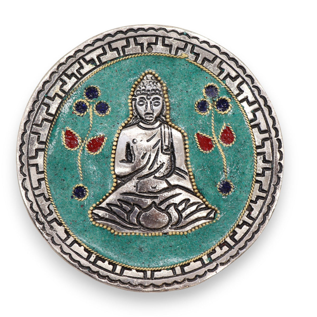 Porta-incenso Buddha Verde Decorato - 10 cm