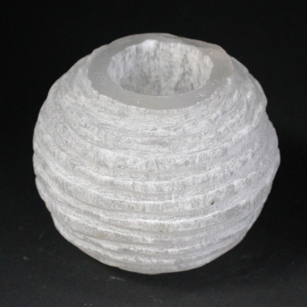 Portacandela Palla di Neve in Selenite - 8 cm