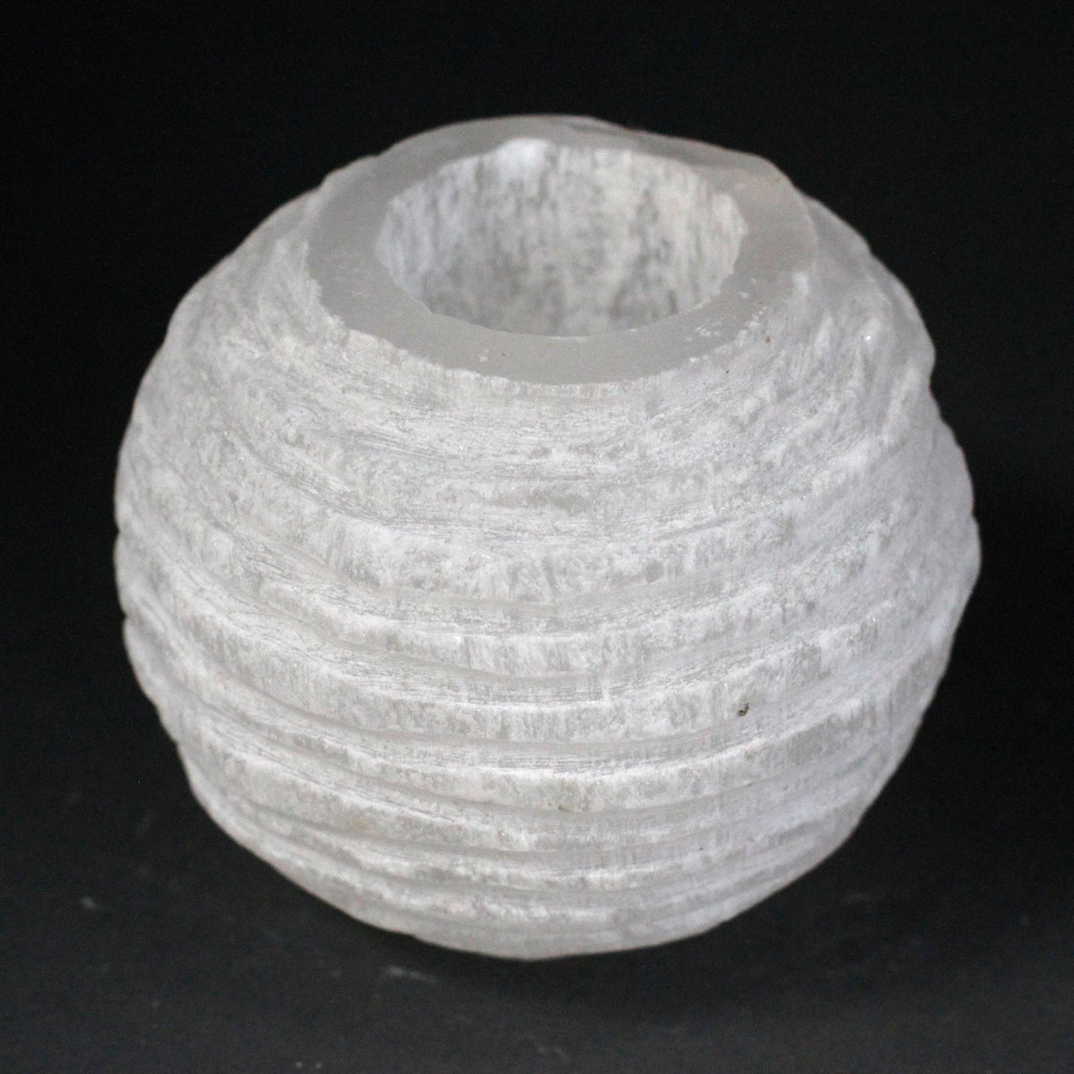 Portacandela Palla di Neve in Selenite - 8 cm