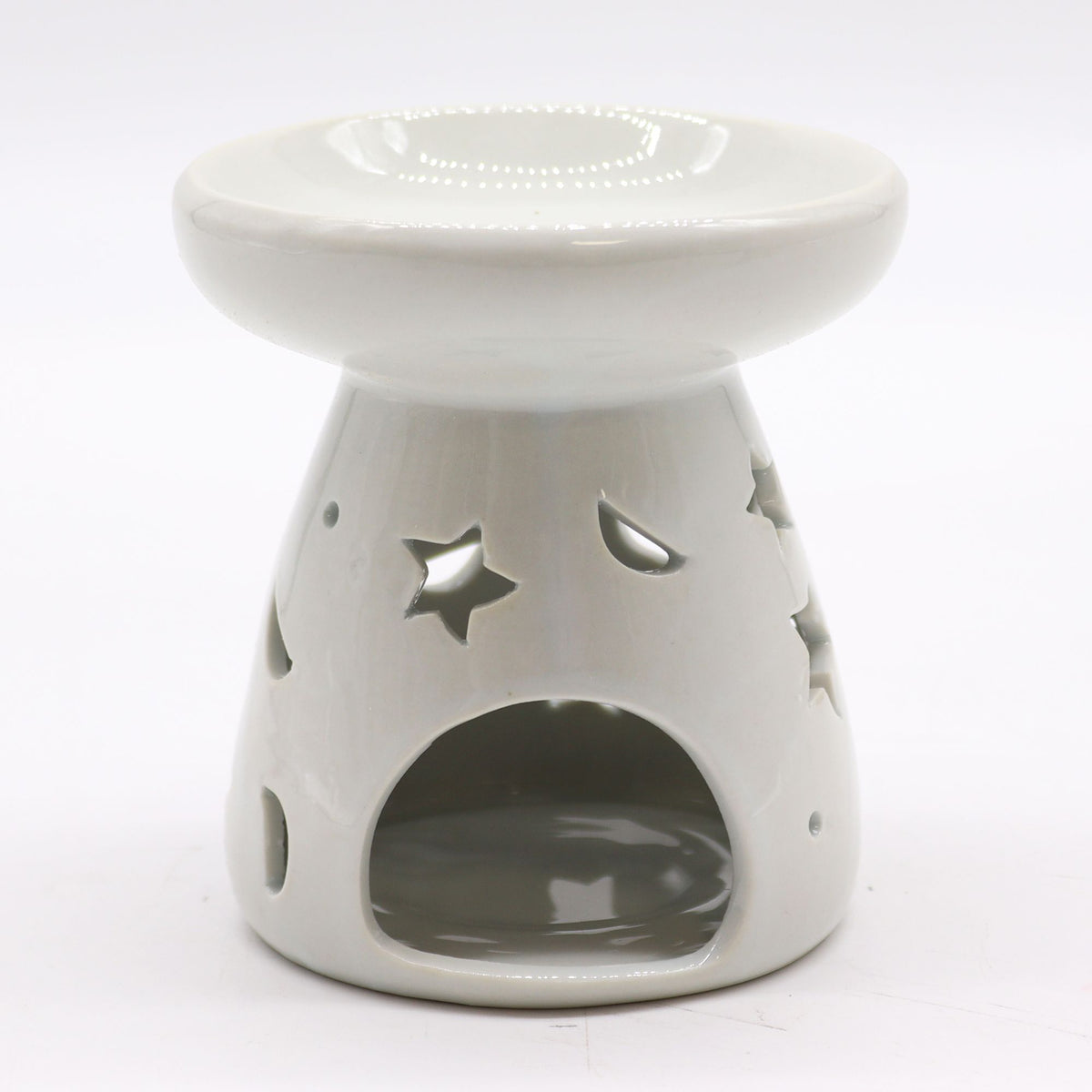 Bruciaessenze Classico Bianco in Ceramica - Luna e Stelle Grande