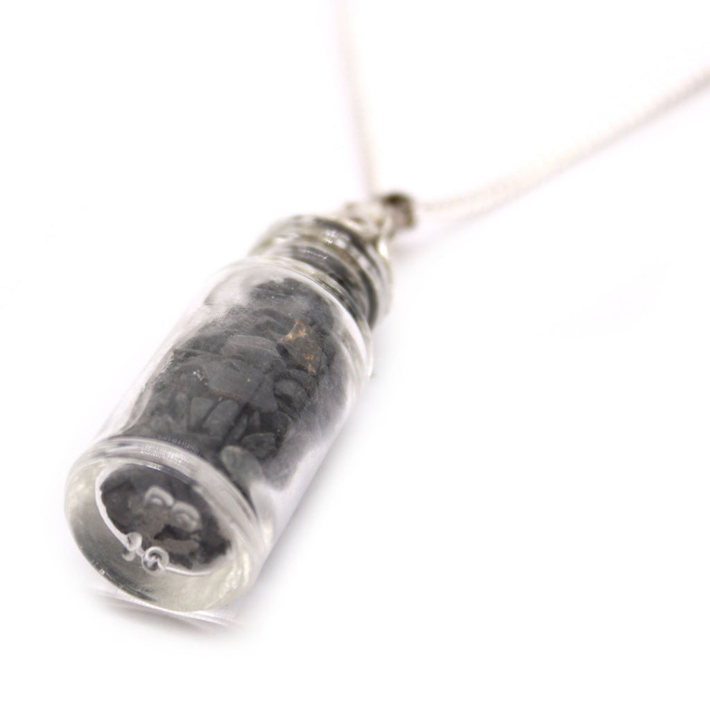 Collana con Bottiglia di Pietre Preziose - Onice Nero