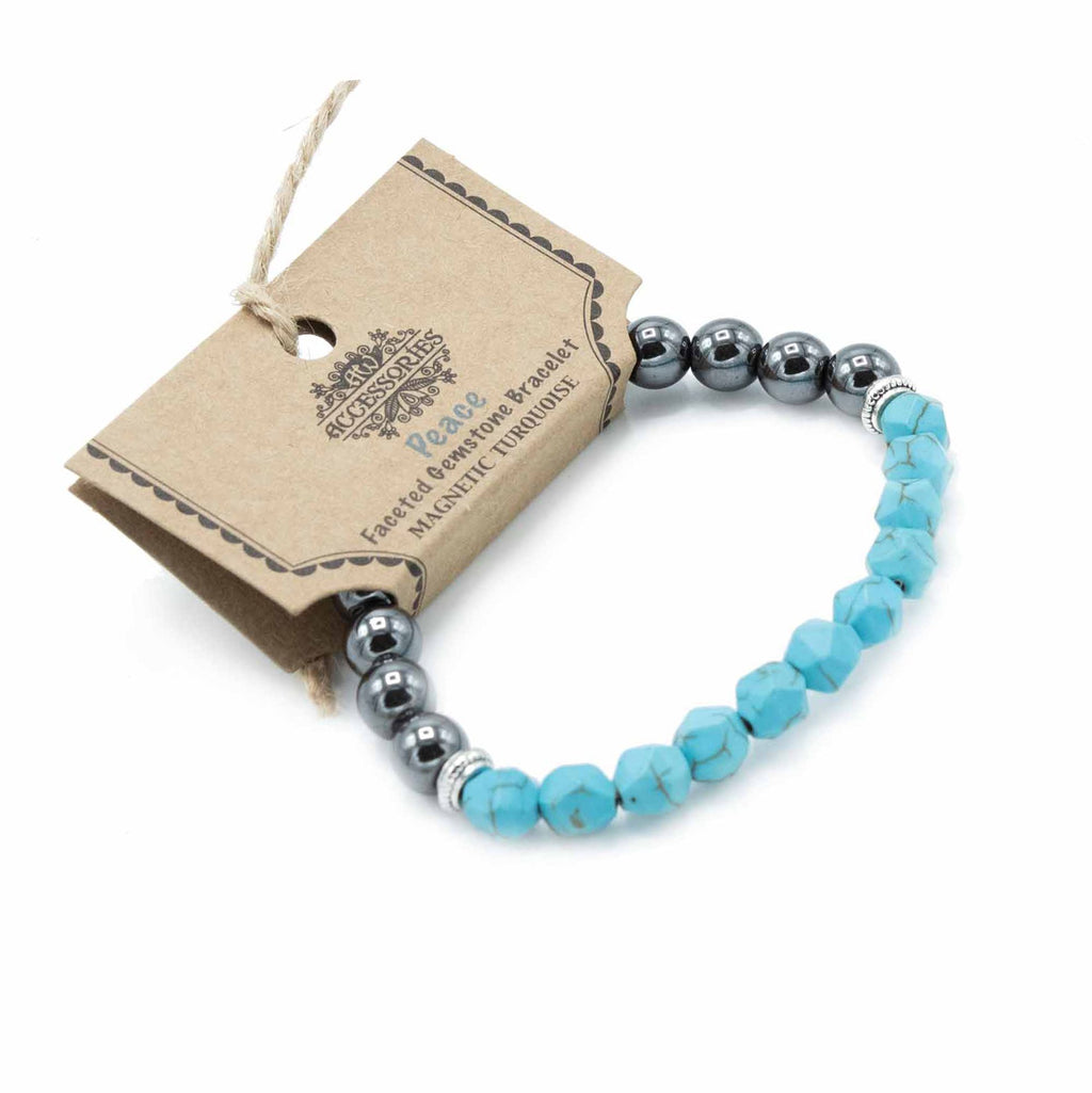 Bracciale con Gemme Sfaccettate - Turchese Magnetico