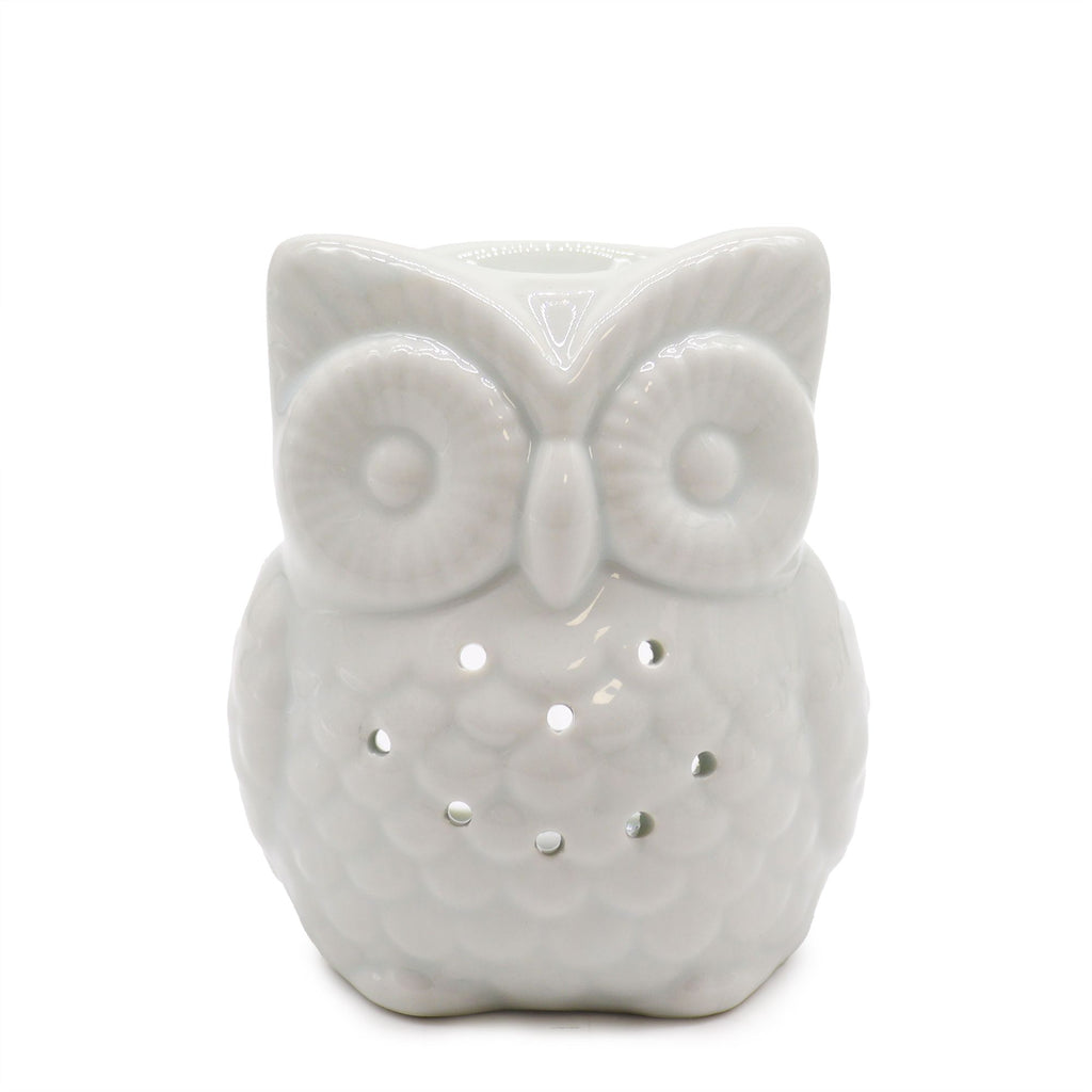 Bruciaessenze Classico Bianco in Ceramica - Gufo Alto