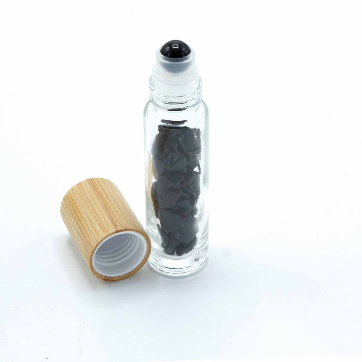 Tappo in Legno e Sfera Roll-on in Tormalina Nera per Flacone da 5 ml