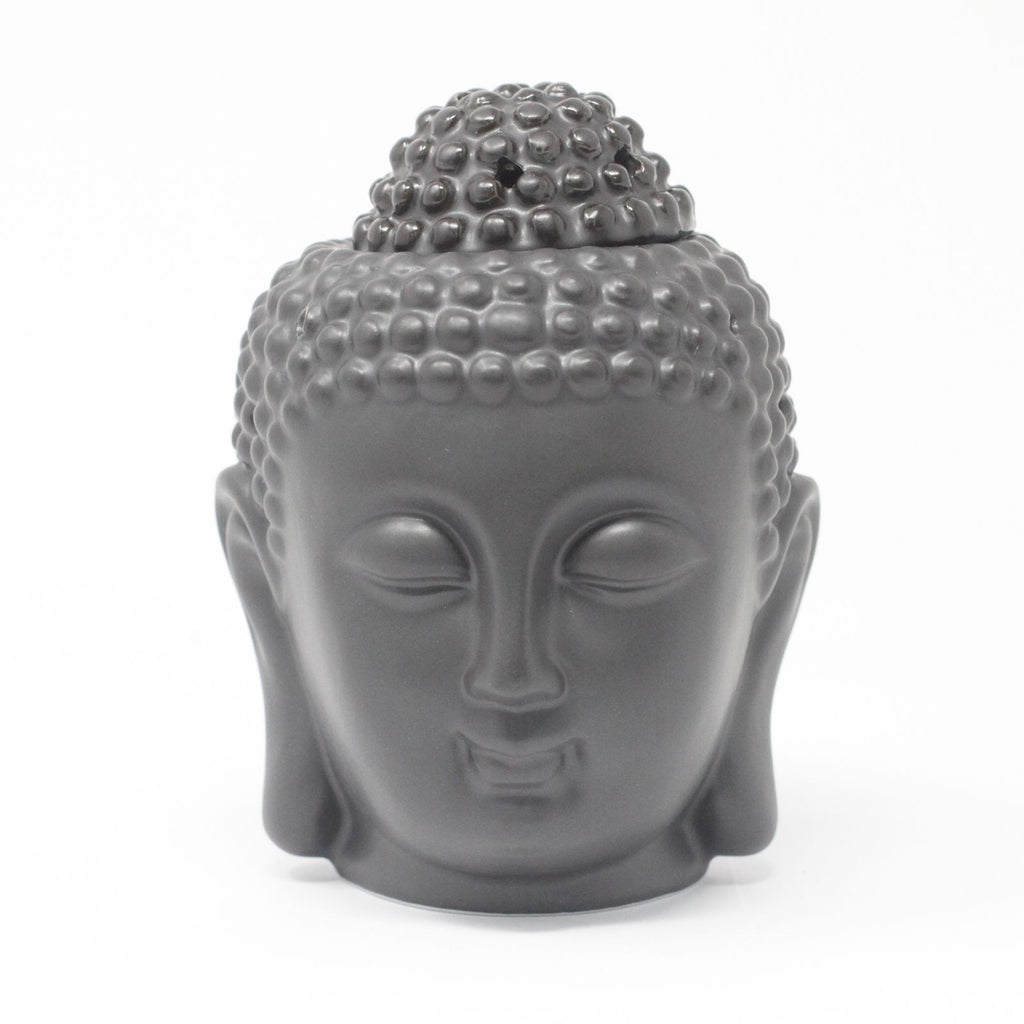 Bruciaessenze in Ceramica a Testa di Buddha - Nero