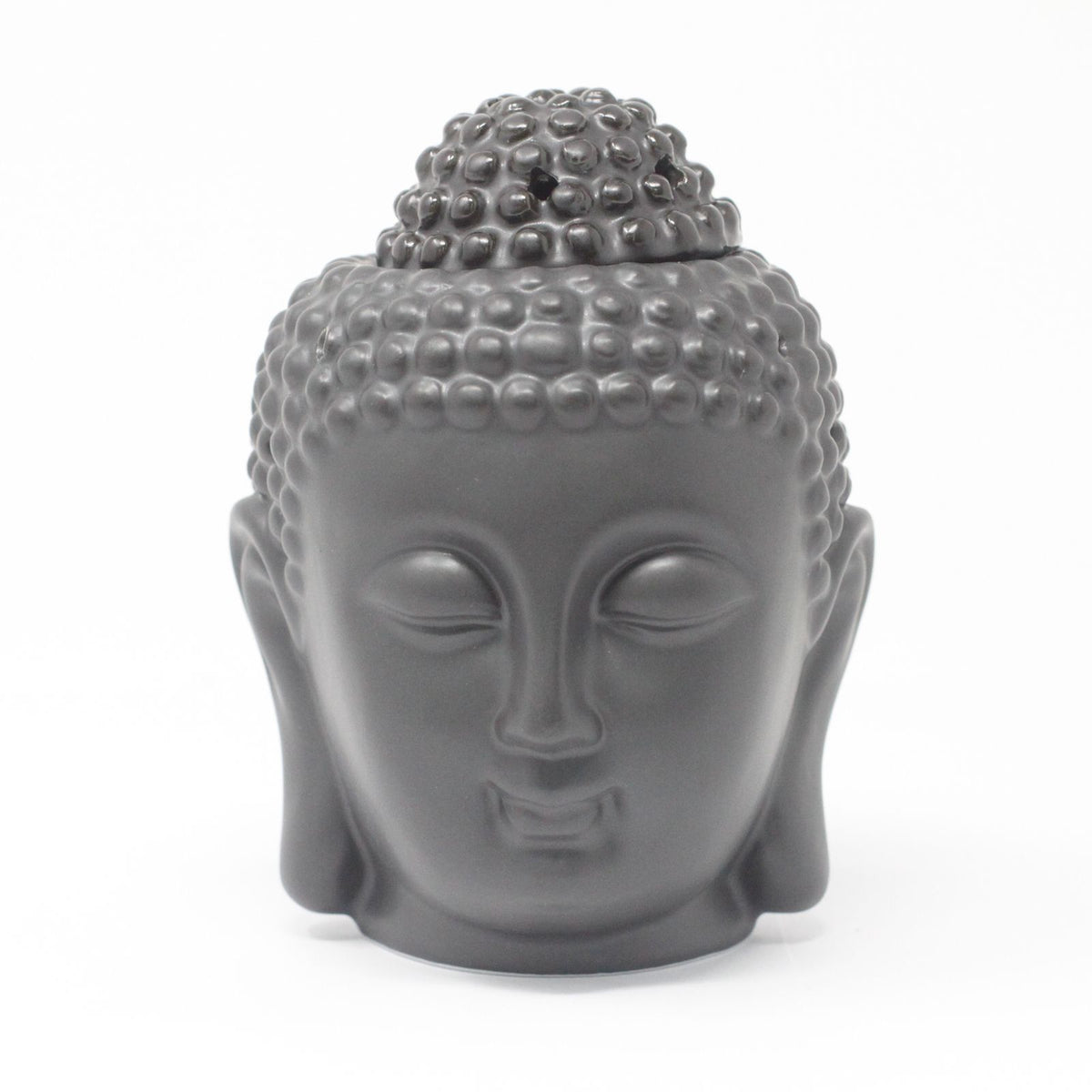 Bruciaessenze in Ceramica a Testa di Buddha - Nero