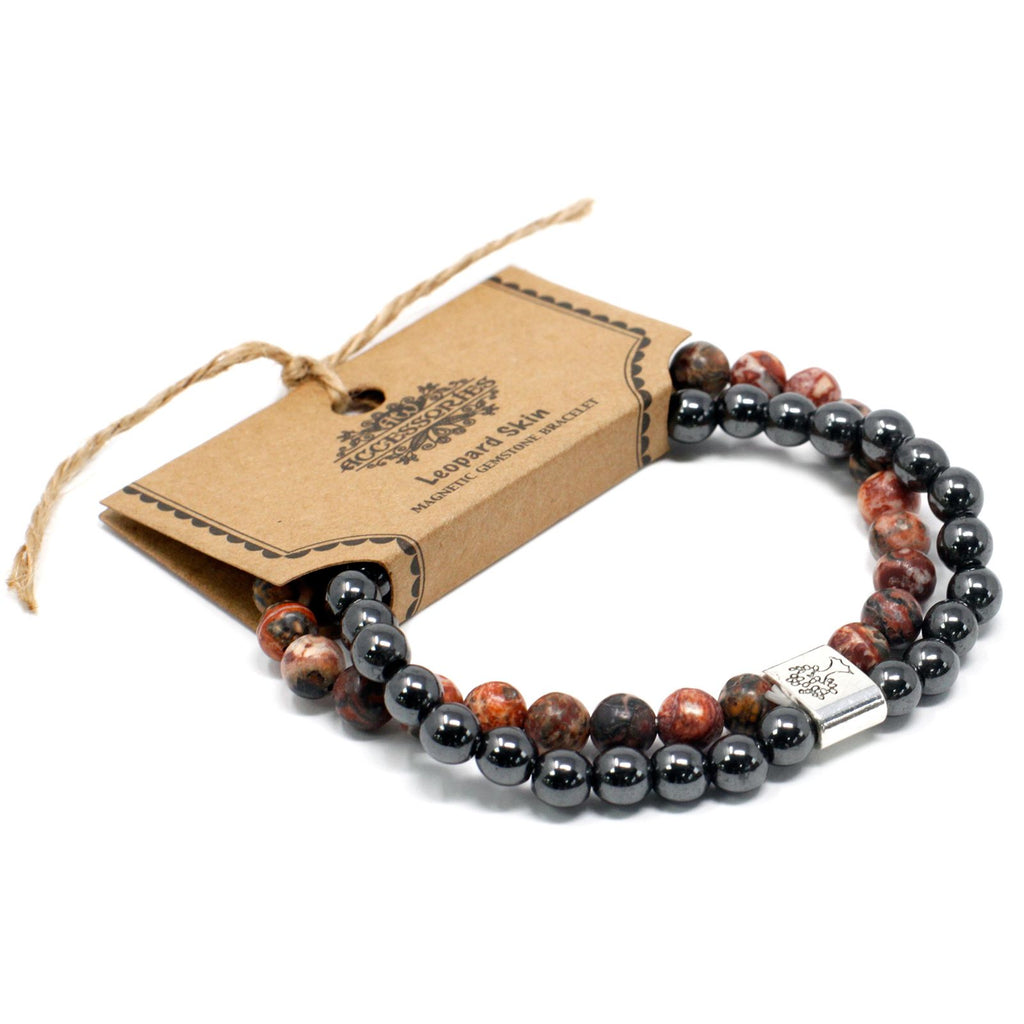 Bracciale Magnetico in Pietra Preziosa - Pelle di Leopardo