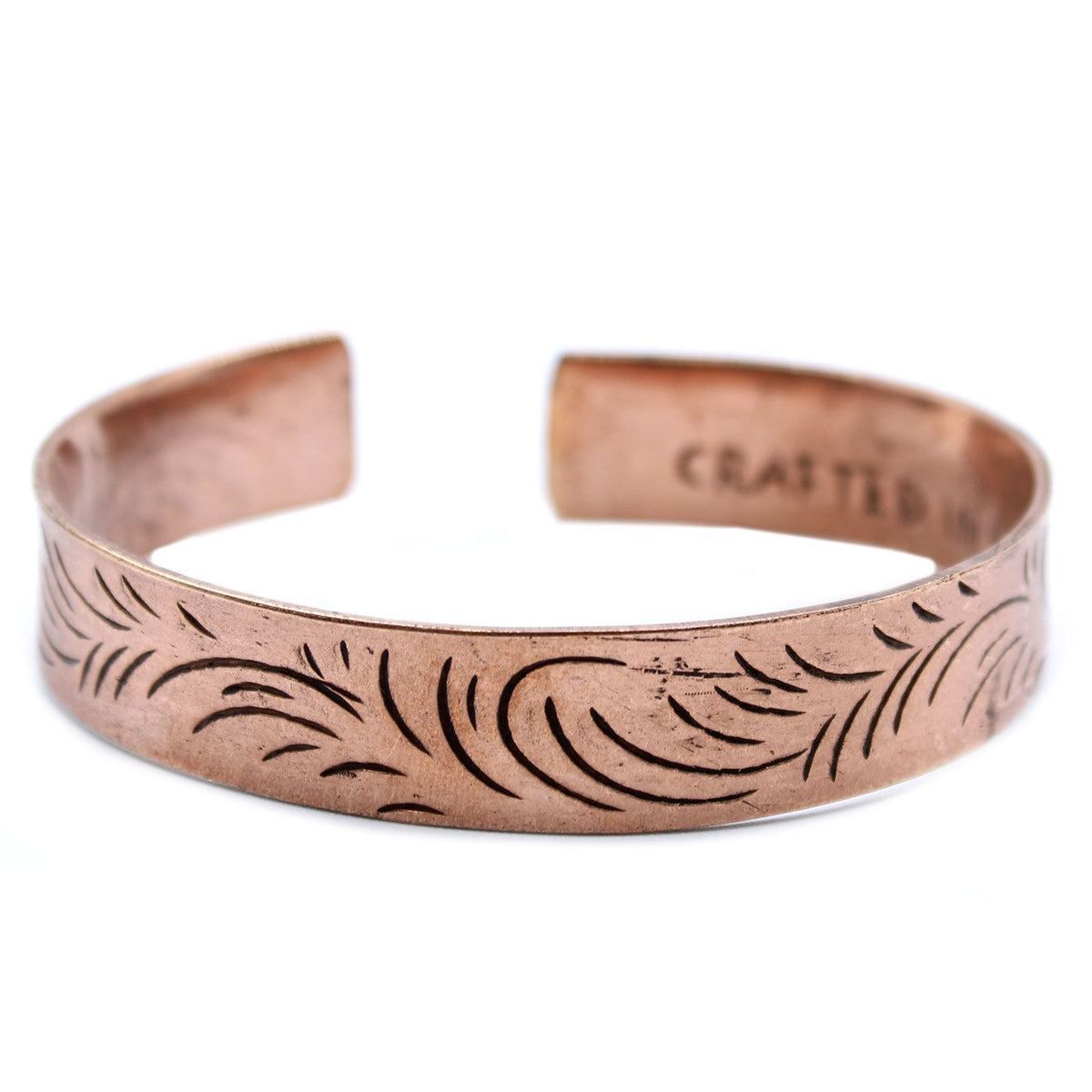 Bracciale tibetano in rame - Ampio motivo a spirali tribali