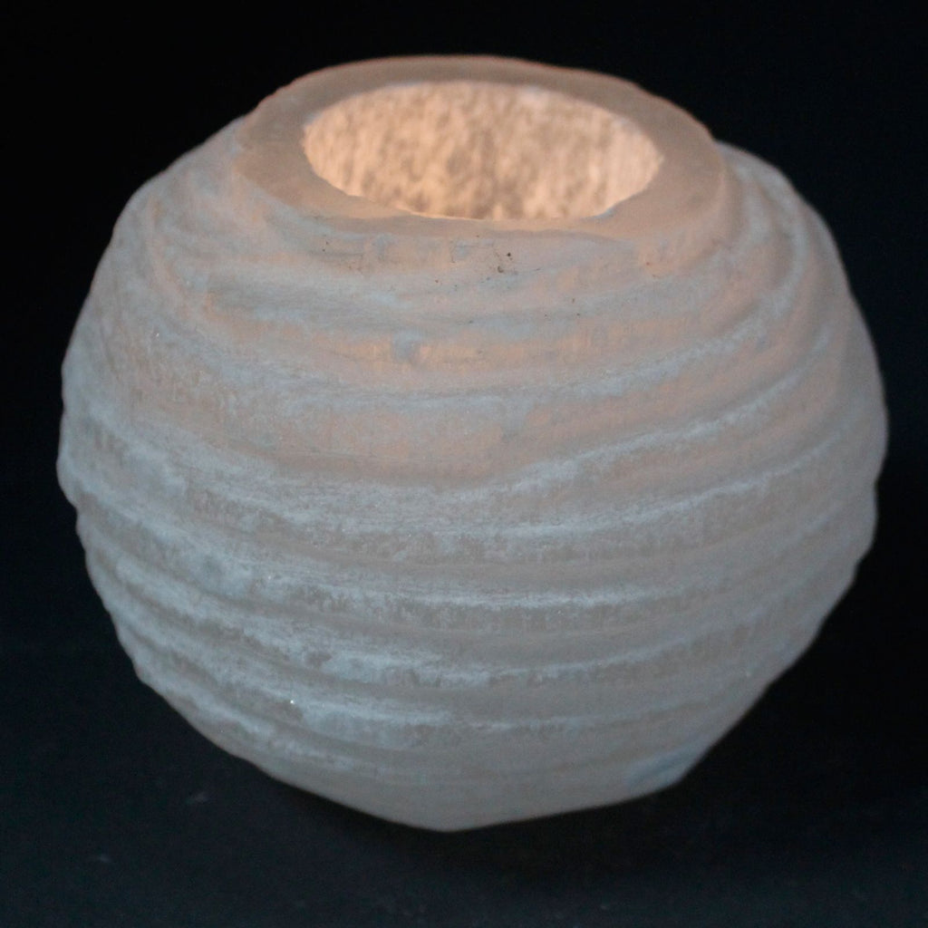 Portacandela Palla di Neve in Selenite - 8 cm