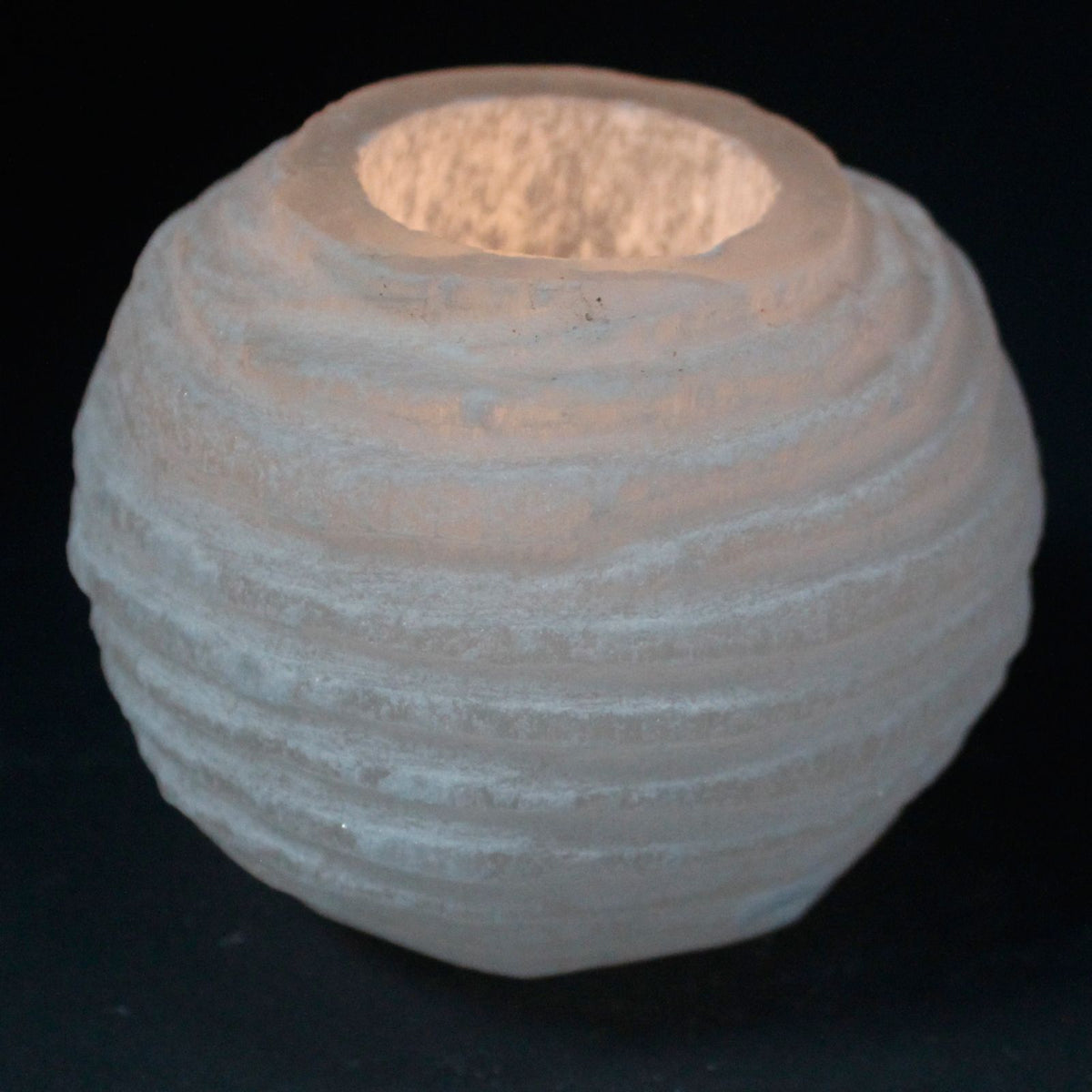 Portacandela Palla di Neve in Selenite - 8 cm