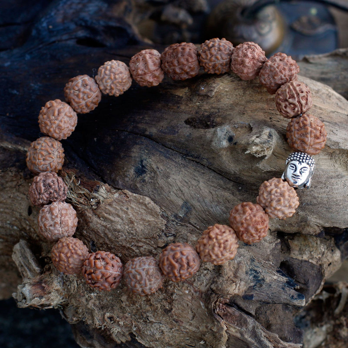 Mala Bracciale Buddha Rudraksha - Naturale