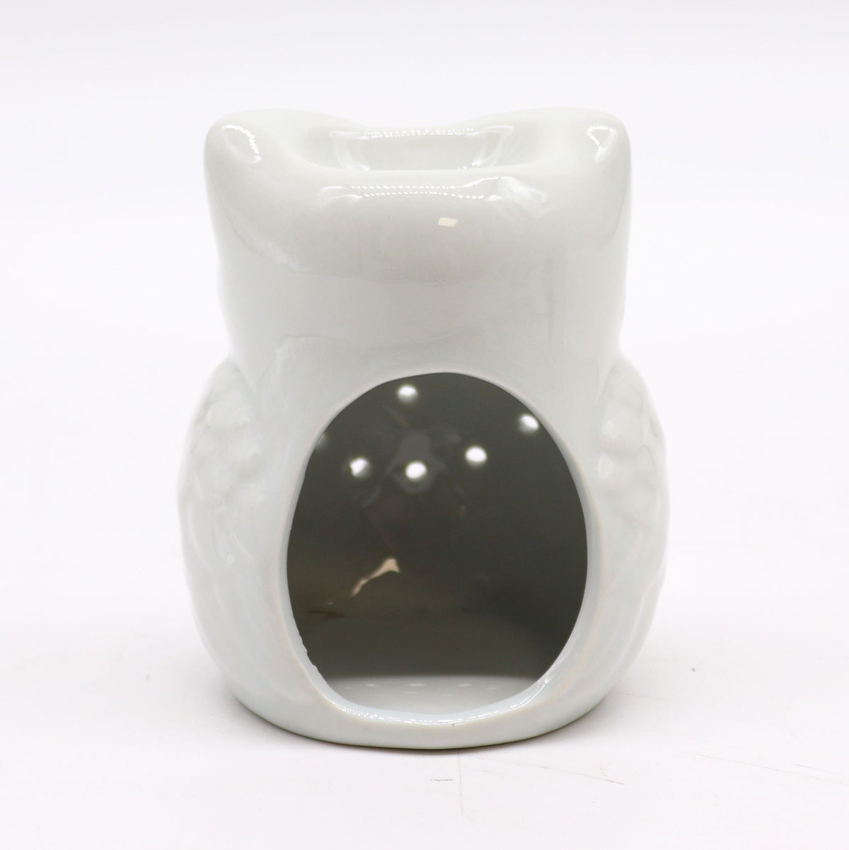 Bruciaessenze Classico Bianco in Ceramica - Gufo Alto