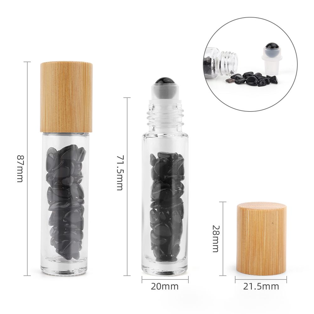Tappo in Legno e Sfera Roll-on in Tormalina Nera per Flacone da 5 ml