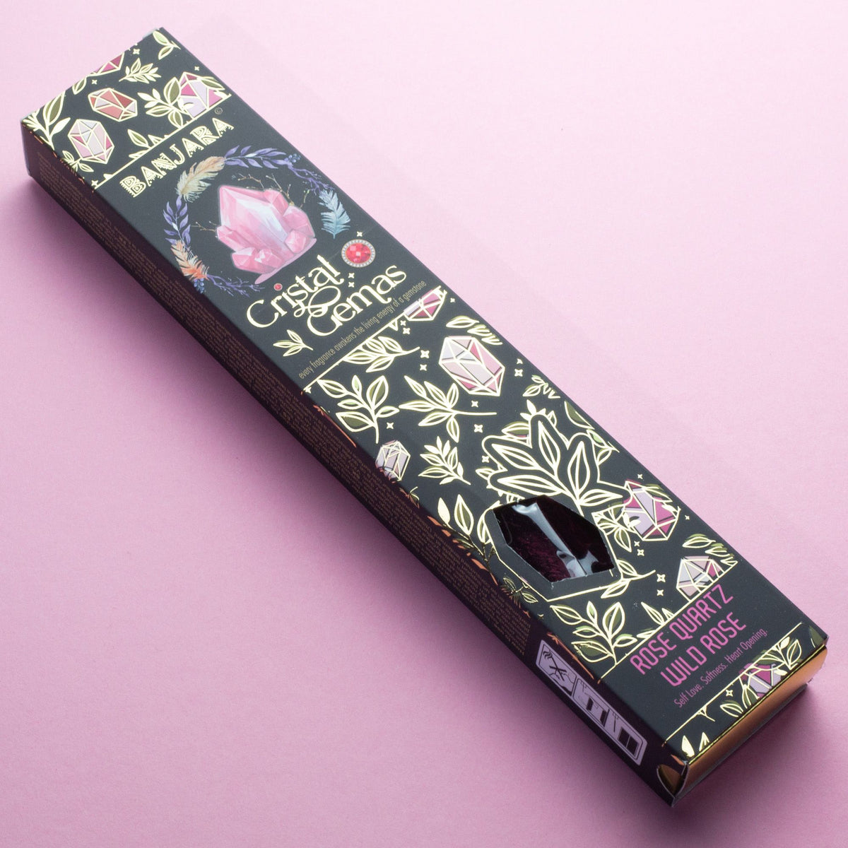 Bastoncini di Incenso Banjara Cristal Gemas - Quarzo Rosa e Rosa Selvatica
