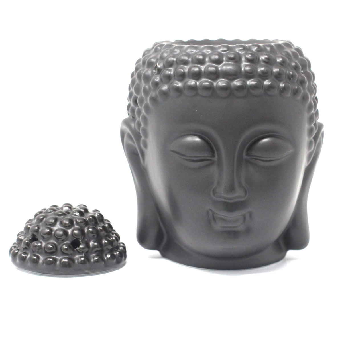 Bruciaessenze in Ceramica a Testa di Buddha - Nero
