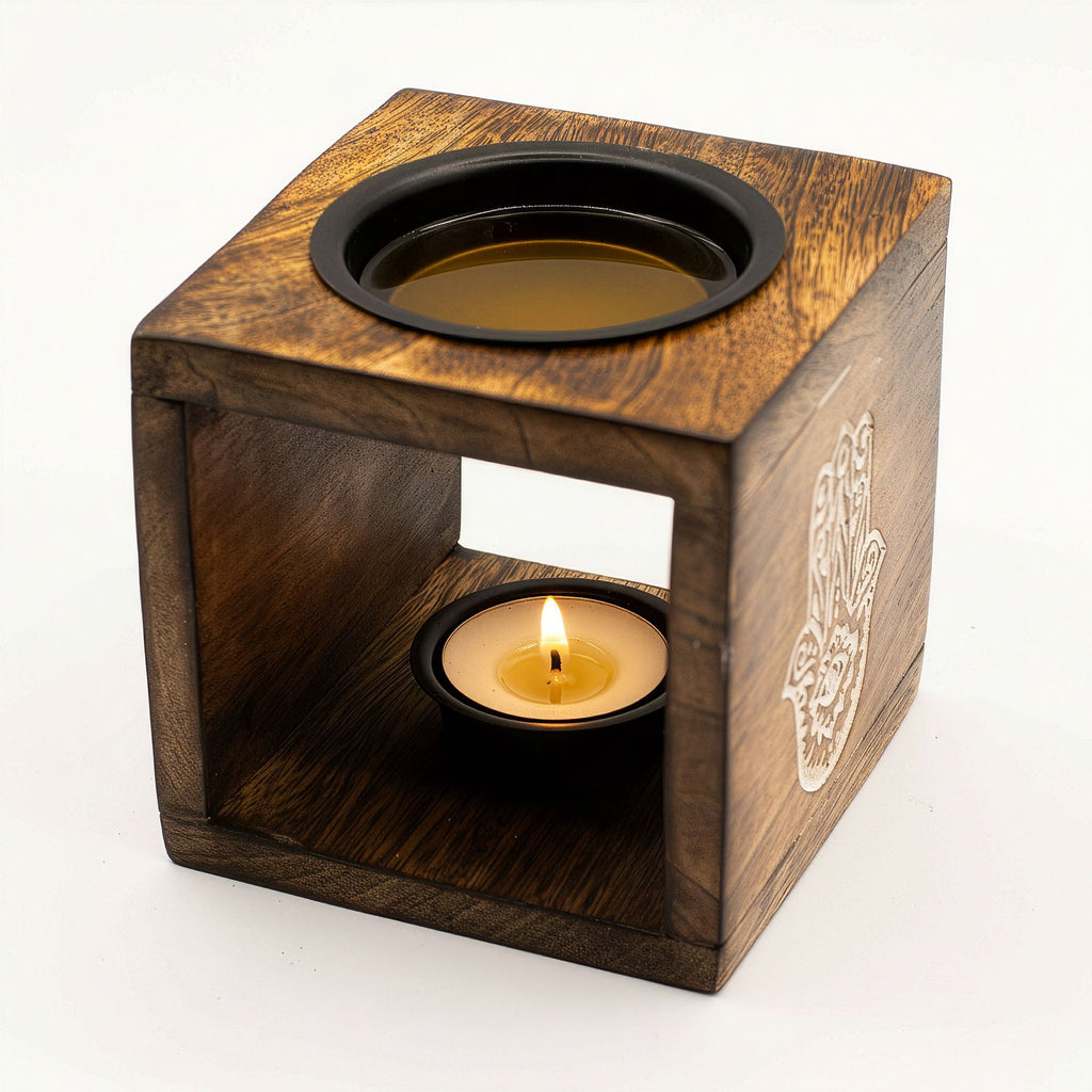 Bruciaessenze Quadrato in Legno di Mango - Hamsa
