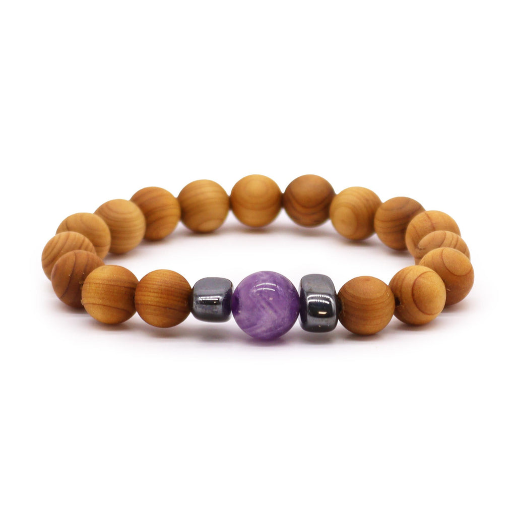 Bangle Chakra del Terzo Occhio in Cedro con Ametista