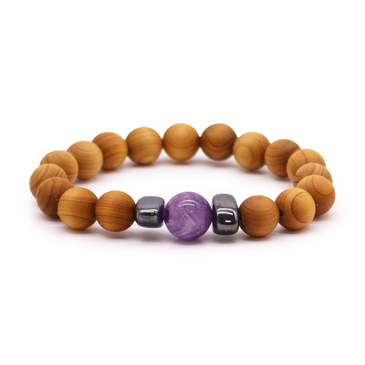 Bangle Chakra del Terzo Occhio in Cedro con Ametista