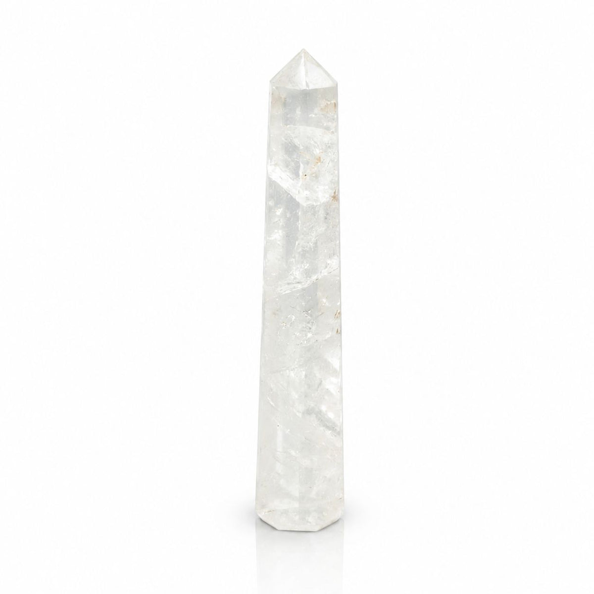 Obelisco a Sei Facce in Quarzo Ialino - circa 17 cm