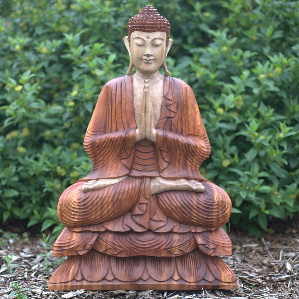 Statua Buddha Scolpita a Mano - 80cm Benvenuto
