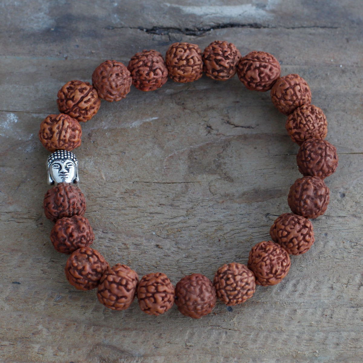 Mala Bracciale Buddha Rudraksha - Naturale