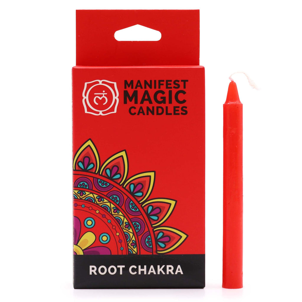 Confezione da 12 candele magiche per la manifestazione - Rosso - Chakra della radice