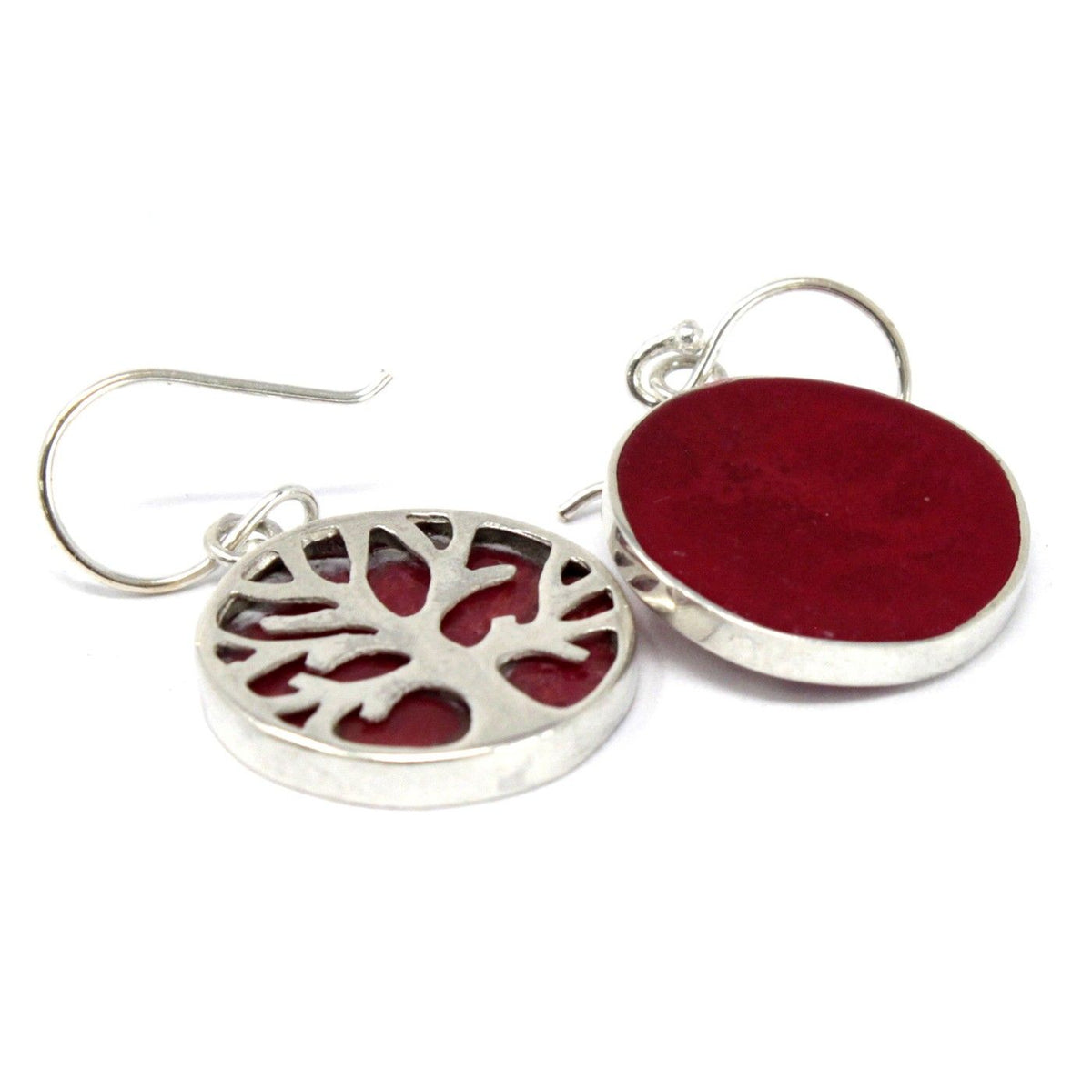 Orecchini Argento Albero della Vita 15mm - Effetto Corallo