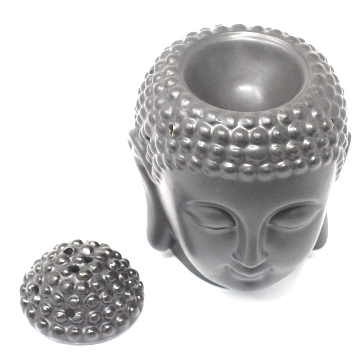 Bruciaessenze in Ceramica a Testa di Buddha - Nero